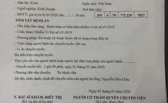 TP.HCM: Xuất hiện giấy chuyển viện cho bệnh nhân nhiễm nCoV giả