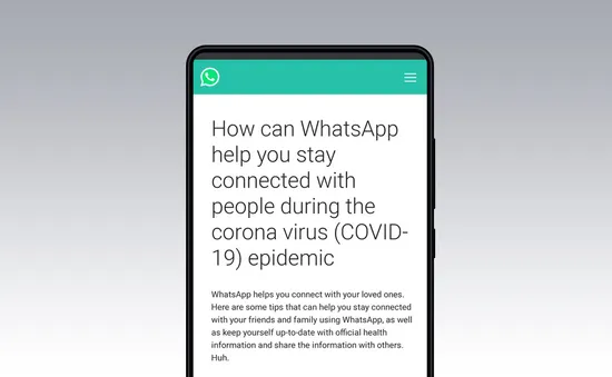 WHO sử dụng ứng dụng WhatsApp thông tin chính thức về dịch COVID-19