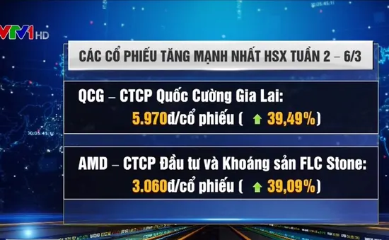 Các cổ phiếu tăng mạnh nhất trên sàn HSX tuần từ 2/3 đến 6/3