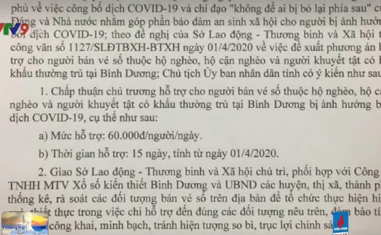 Hỗ trợ người bán vé số khó khăn ở Bình Dương