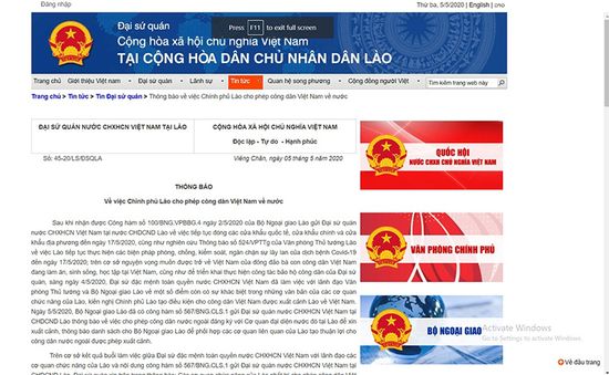 Lào cho phép công dân Việt Nam xuất cảnh về nước