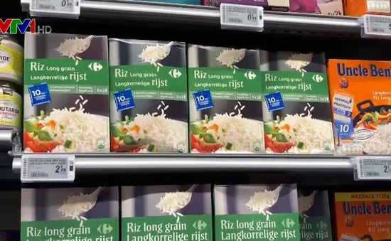 Gạo Việt trong các siêu thị châu Âu được đóng gói ra sao?