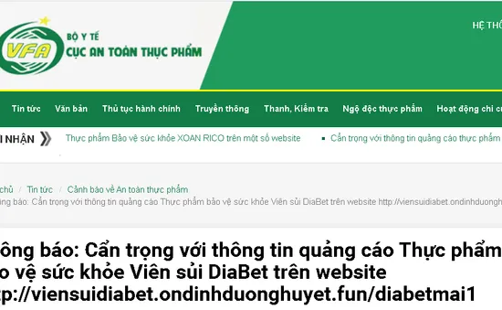 Cẩn trọng với thông tin quảng cáo thực phẩm bảo vệ sức khỏe: Viên sủi DiaBet