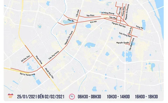 [INFOGRAPHIC] Hà Nội cấm đường và hướng đi mới trong thời gian Đại hội XIII
