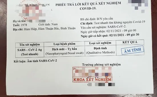 Triệt phá đường dây làm giả xét nghiệm COVID-19