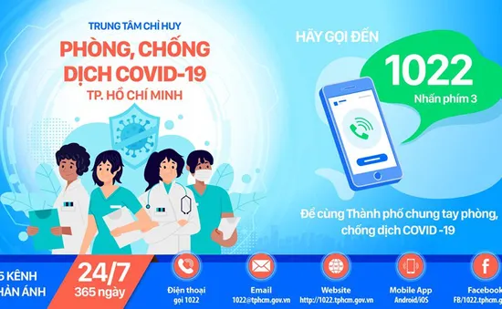 Cổng 1022 tiếp nhận thông tin phản ánh về tình hình dịch bệnh COVID-19 tại TP. Hồ Chí Minh