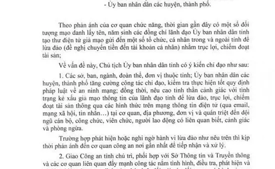 Giả mạo thông tin của lãnh đạo tỉnh trên mạng để lừa đảo