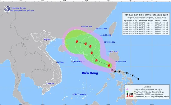 Bão NALGAE đang giật cấp 12 phía Tây Nam đảo Lu-Dông