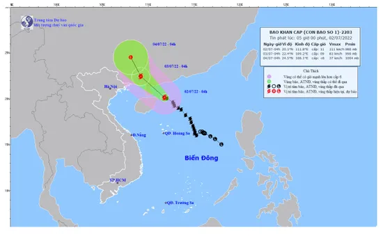 Bão số 1 cách Quảng Ninh 430km, giật cấp 14