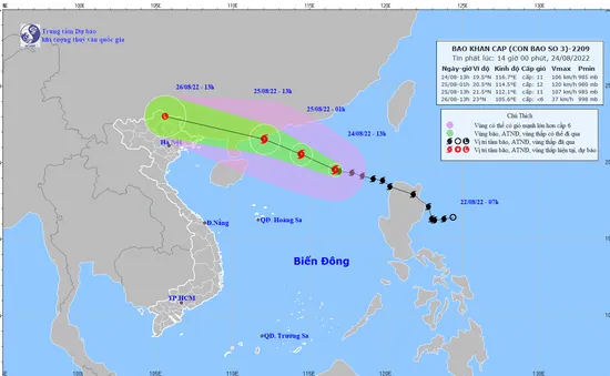 Từ chiều 25/8, ven biển Quảng Ninh- Hải Phòng khả năng có gió giật cấp 6-7