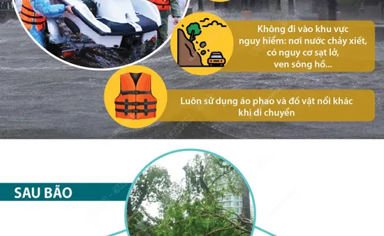 [Infographic] Kỹ năng ứng phó trong và sau cơn bão