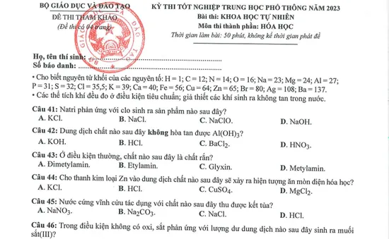 Kỳ thi tốt nghiệp THPT 2023: Nhận định đề tham khảo tổ hợp Khoa học tự nhiên