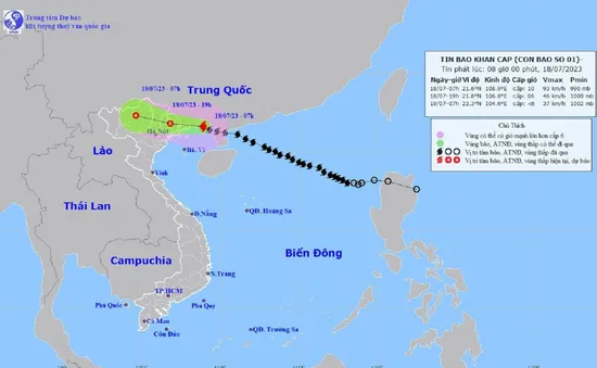 Cập nhật: Bão số 1 gây mưa lớn từ đêm 18/7, nguy cơ lũ quét, sạt lở đất