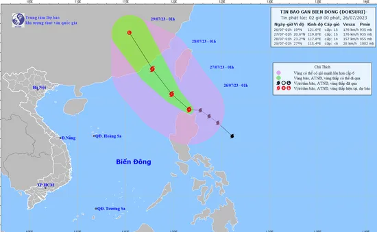 Bão Doksuri giật trên cấp 17, dự báo đi vào Biển Đông sáng sớm 27/7