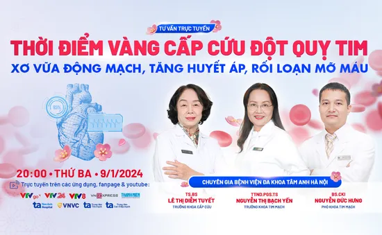 Tư vấn trực tuyến: "Thời điểm vàng cấp cứu đột quỵ tim: Xơ vữa động mạch, tăng huyết áp, rối loạn mỡ máu"