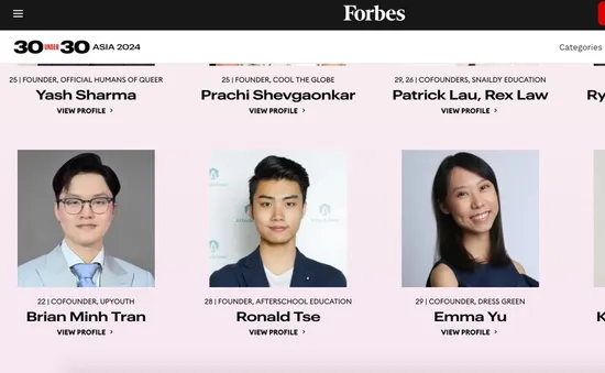 Chàng sinh viên Việt lọt danh sách gương mặt trẻ nổi bật châu Á của Forbes