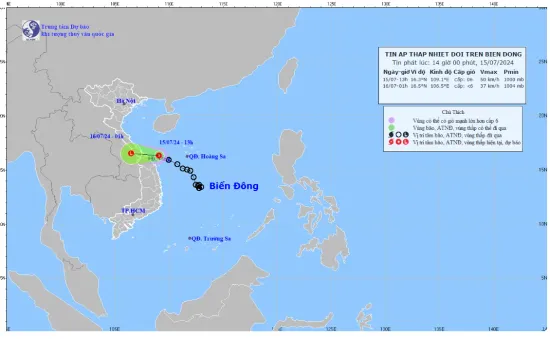 Áp thấp nhiệt đới giật cấp 8 trên vùng biển Quảng Trị đến Quảng Nam, nhiều nơi mưa to