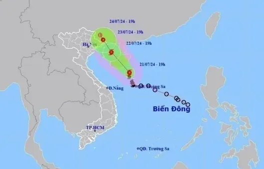 Bão số 2 giật cấp 11 di chuyển theo hướng Tây Bắc