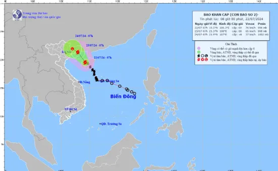 Bão số 2 đi vào vịnh Bắc Bộ trong 24 giờ tới, miền Bắc mưa to