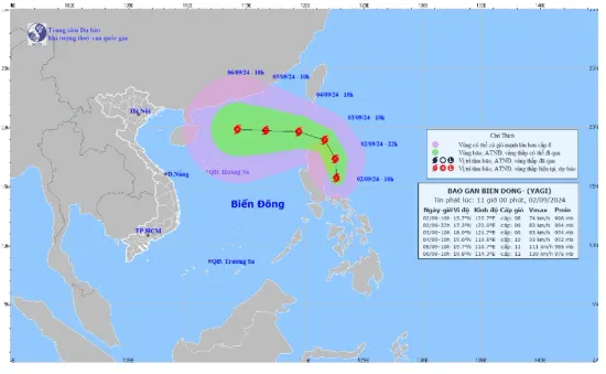 Chiều và đêm 3/9, bão YAGI đi vào Biển Đông, gây gió giật cấp 15