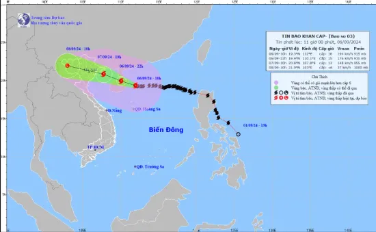 Siêu bão số 3 giật trên cấp 17, cách Quảng Ninh khoảng 570 km