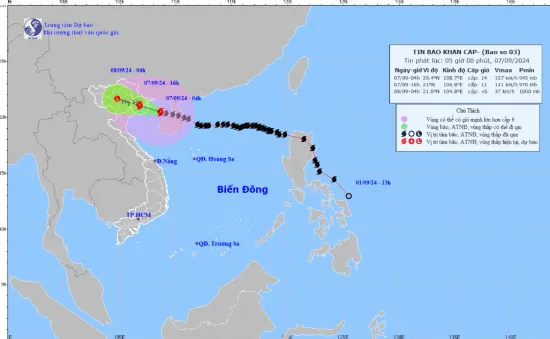 Bão số 3 cách Quảng Ninh 180 km, đảo Bạch Long Vĩ gió giật cấp 13