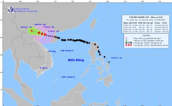 Bão số 3 giật cấp 16 trên vùng biển Quảng Ninh - Hải Phòng