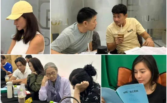 Kim Tuyến, Cao Thái Hà tất bật tập kịch bản phim “Mẹ biển”