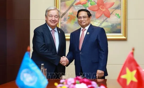 Thủ tướng Phạm Minh Chính gặp Tổng Thư ký Liên hợp quốc Antonio Guterres