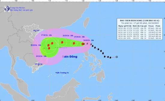 Bão Trami vào Biển Đông giật cấp 11, trở thành cơn bão số 6