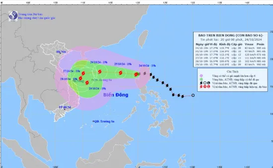 Bão Trami có cường độ mạnh, hướng vào khu vực biển ngoài khơi Trung Bộ