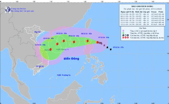 Bão Yinxing mạnh cấp 15, khu vực Bắc Biển Đông có gió giật mạnh cấp 8-10