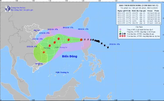 Bão số 7 mạnh cấp 14, giật cấp 17, biển động dữ dội