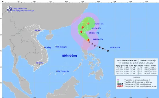 Bão Usagi giật cấp 16, áp sát Biển Đông