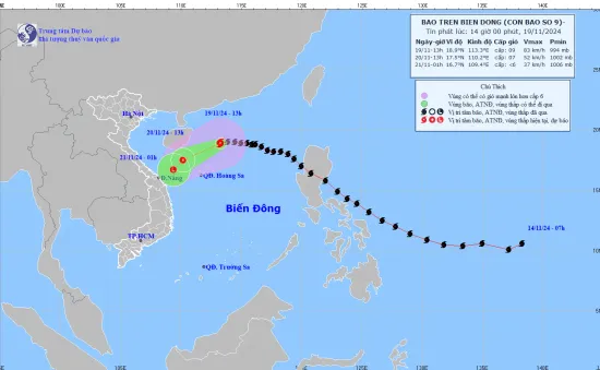 Bão số 9 giật cấp 11, sóng biển cao 2-4m, biển động rất mạnh