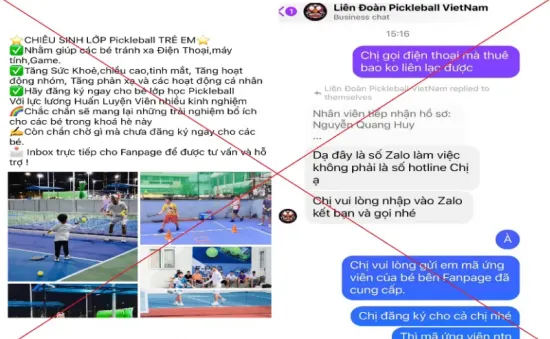 Người phụ nữ bị lừa đảo chiếm đoạt 400 triệu đồng khi đăng kí học Pickleball qua mạng