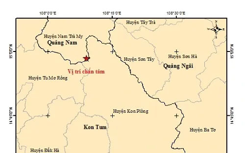 Xảy ra động đất 3.2 tại huyện Nam Trà My, Quảng Nam