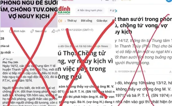 Thông tin hai vợ chồng tử vong do đốt than sưởi trong phòng ngủ là không chính xác