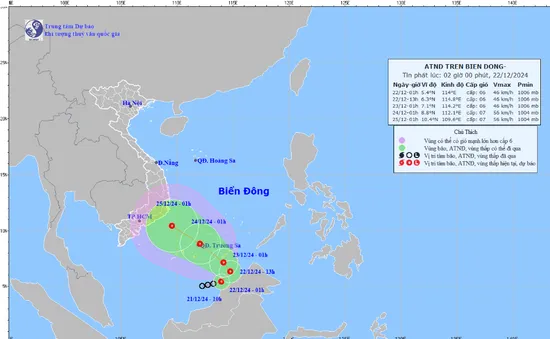 Áp thấp nhiệt đới gây mưa lớn ở miền Trung từ 23/12