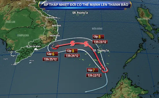 Áp thấp nhiệt đới trên Biển Đông có thể mạnh lên thành bão số 10