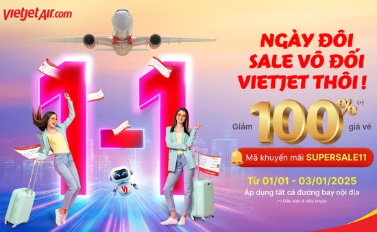 Chào năm mới 2025, du xuân may mắn cùng Vietjet với vé bay giảm 100%