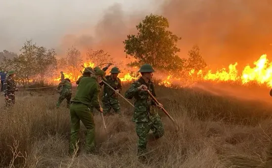 Hàng trăm người tham gia chữa cháy rừng tại Tân Thanh, Lạng Sơn