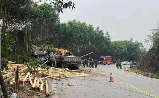 Hai xe tải đối đầu trên Quốc lộ 12C khiến 2 người thương vong