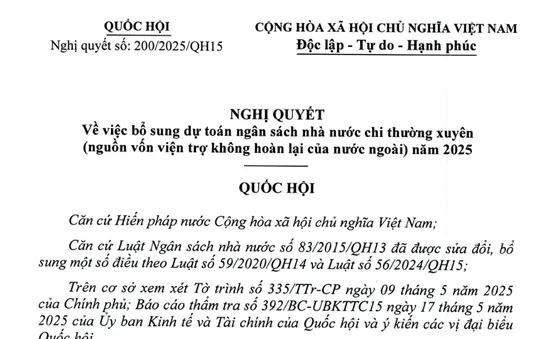 Nghị quyết về bổ sung dự toán ngân sách nhà nước chi thường xuyên năm 2025