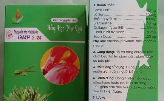 Phát hiện viên nang giảm cân Hồng Hạc Phục Linh chứa 3 chất cấm
