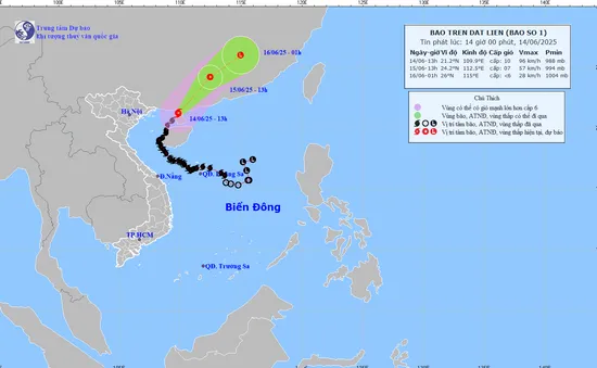 Bão số 1 vào đất liền Trung Quốc, di chuyển theo hướng Đông Bắc