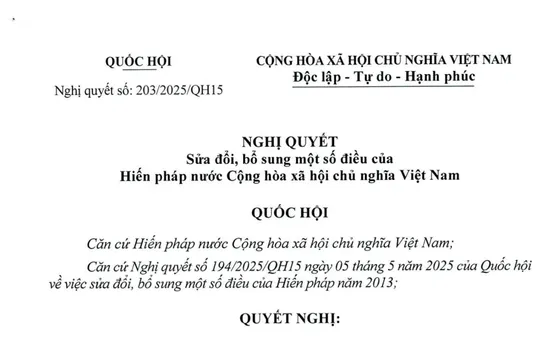 Toàn văn Nghị quyết sửa đổi, bổ sung một số điều của Hiến pháp