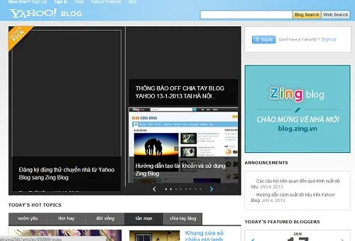 Chuyển nhà từ Yahoo! Blog sang Zing Blog
