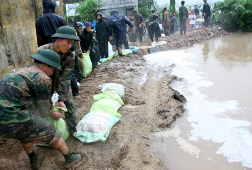 Hà Nội: Nước sông Nhuệ tràn đê