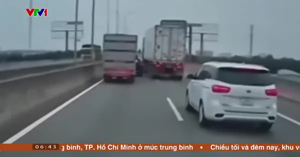 Chuyển làn ẩu, chèn ép ô tô con, xe container suýt gây tai nạn
